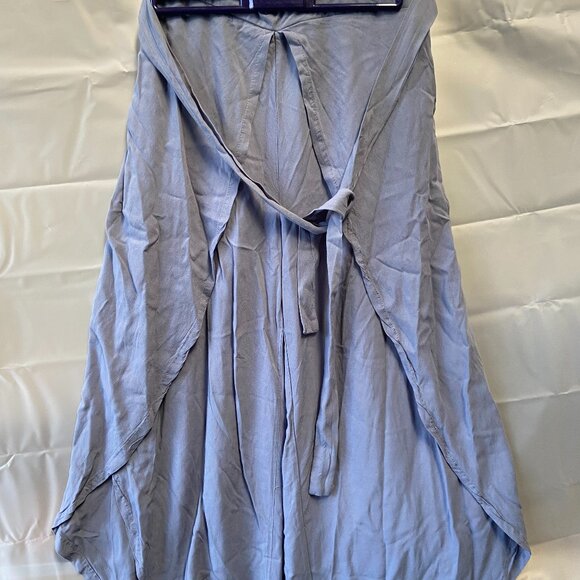 New Look Light Blue, Wide-Legged Wrap Around Pants with an Overlay and Tie Waist - Picture 1 of 9